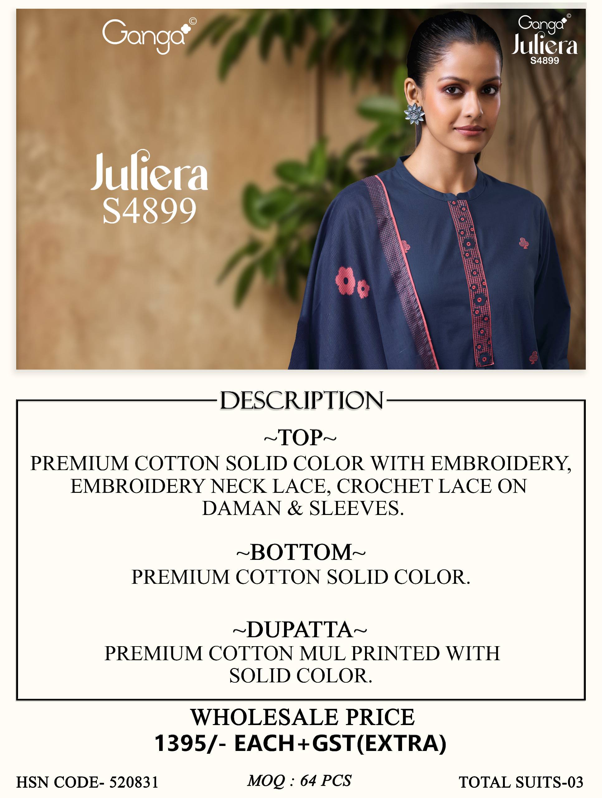 JULIERA 4899 Series By GANGA FASHION Stylish Beautiful Colourful Cotton Dresses At Wholesale Price